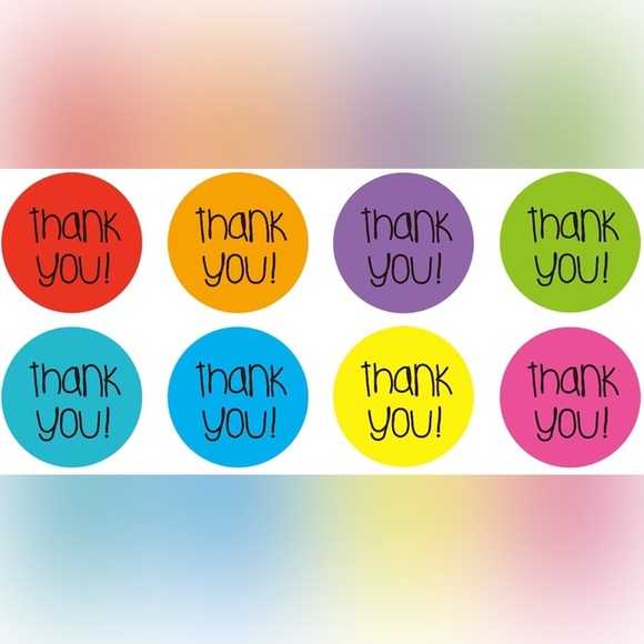 50 Count - Vibrant thank you! Stickers, Multi-Colored, Colorful, 1.5 inches - Picture 3 of 11